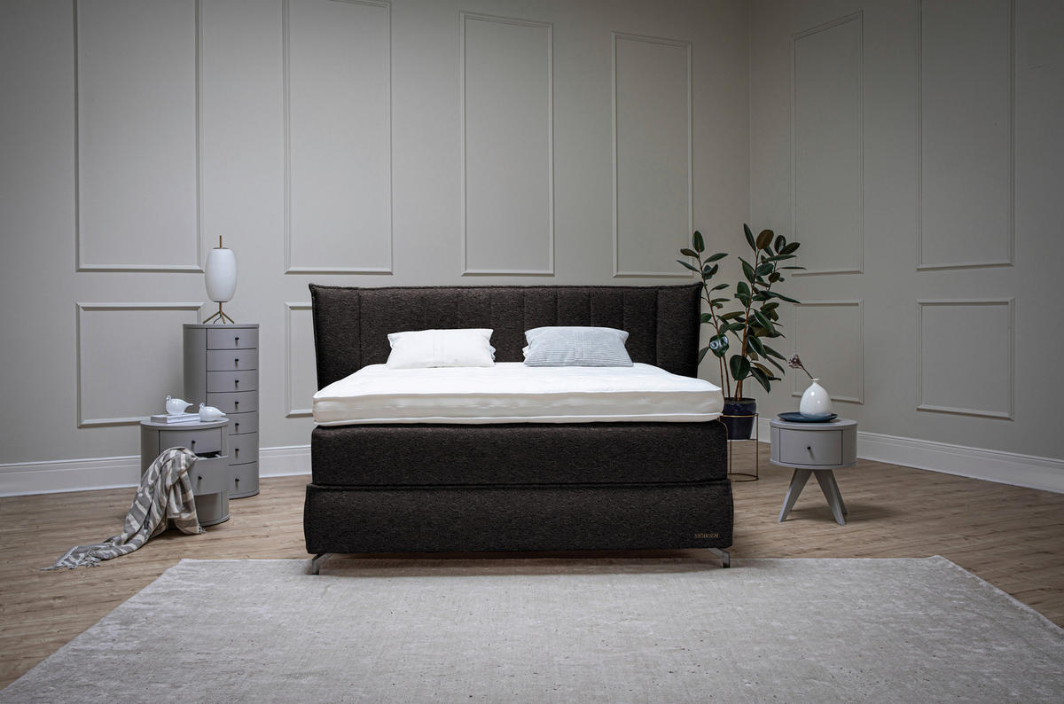 BOXSPRINGBETT 200/220 cm  in Dunkelbraun  - Dunkelbraun/Schwarz, KONVENTIONELL, Holz/Textil (200/220cm) - Sjöholm