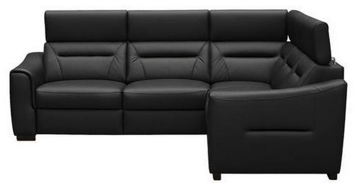 ECKSOFA Lederlook Echtleder Schwarz  - Wengefarben/Schwarz, Design, Leder/Holz (260/260cm) - Celina Home
