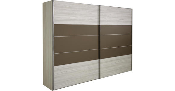 SCHWEBETÜRENSCHRANK in Hellbraun, Lärchefarben - Chromfarben/Hellbraun, KONVENTIONELL, Holzwerkstoff (250/217/68cm) - Voleo
