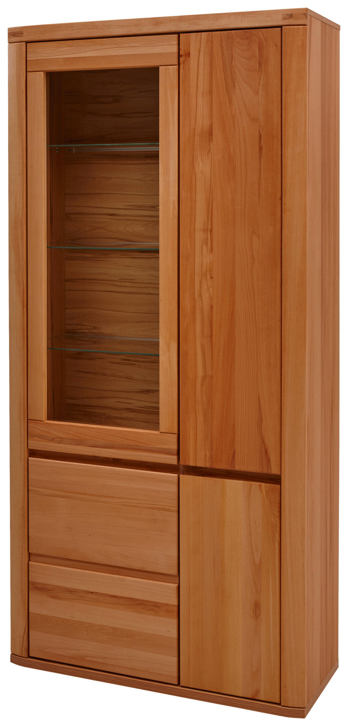 VITRINE in massiv Kernbuche Kernbuche  - Kernbuche/Grau, KONVENTIONELL, Glas/Holz (98,4/203,6/37,7cm) - Voleo