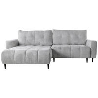 ECKSOFA in Chenille Hellgrau  - Hellgrau/Schwarz, Konventionell, Holz/Textil (180/266cm) - MID.YOU