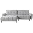 ECKSOFA in Chenille Hellgrau - Hellgrau/Schwarz, KONVENTIONELL, Holz/Textil (180/266cm) - Carryhome