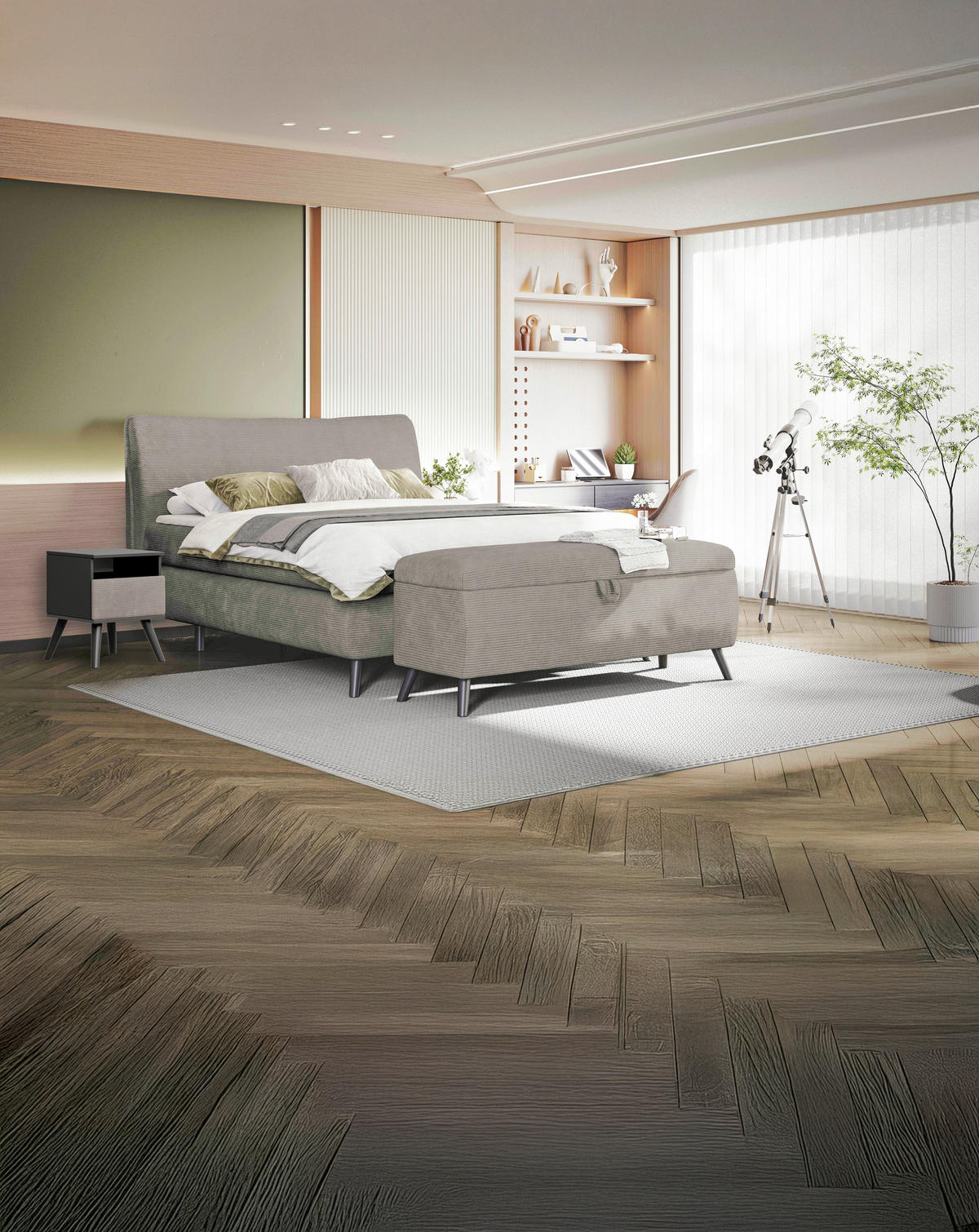 BOXSPRINGBETT 180/200 cm  in Grau  - Schwarz/Grau, Trend, Holz/Textil (180/200cm) - Esposa