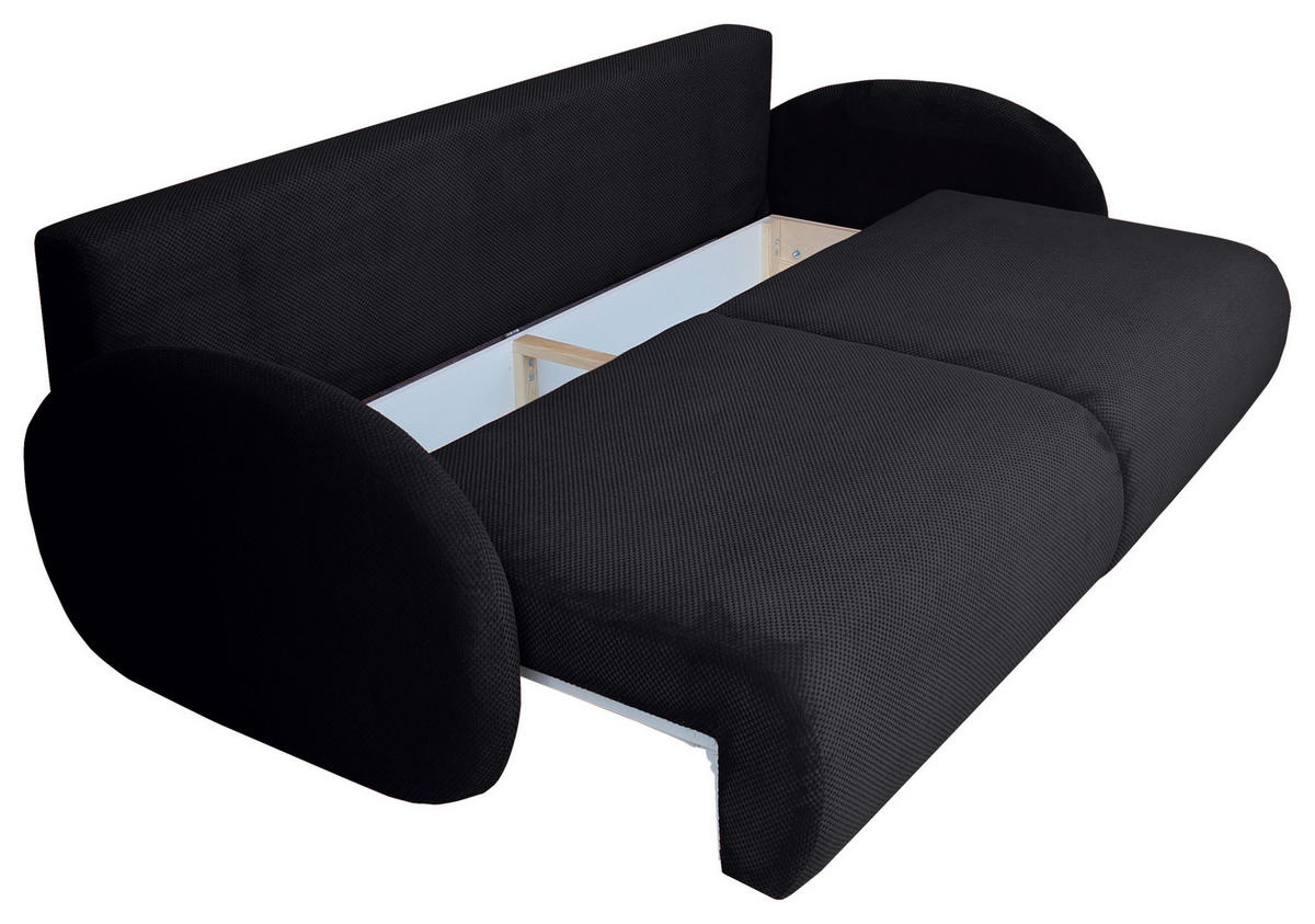 SCHLAFSOFA  mit Liegefunktion, Schlafen auf Sitzhöhe, Rücken echt Chenille Schwarz  - Schwarz, KONVENTIONELL, Kunststoff/Textil (222/90/100cm) - Carryhome