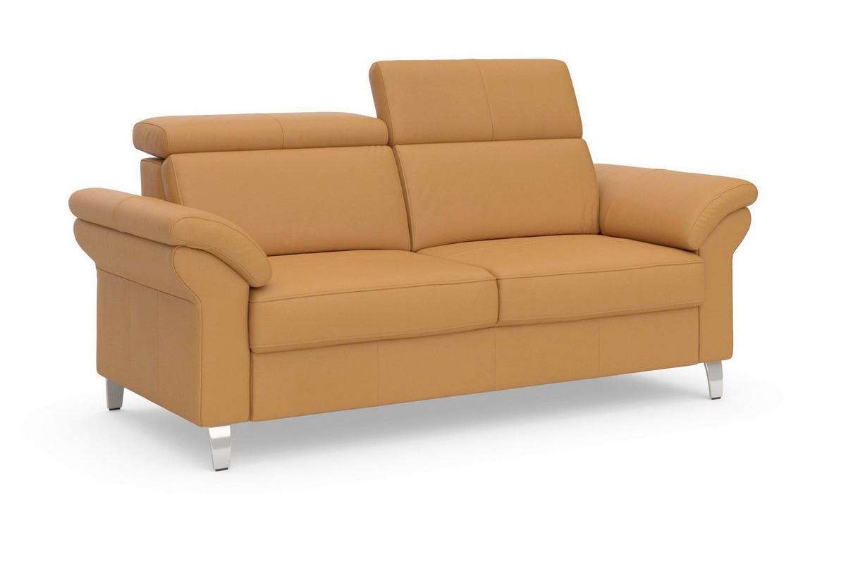 3-SITZER-SOFA ARNGAST E Echtleder Currygelb  - Chromfarben/Currygelb, Basics, Leder/Metall (186/84/93cm) - Sit & More