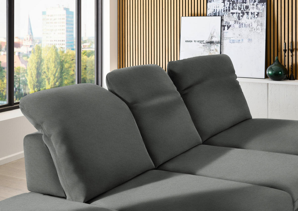 ECKSOFA  in Chenille Grau  288/198 cm  - Schwarz/Grau, Design, Textil/Metall (288/198cm) - Beldomo Style