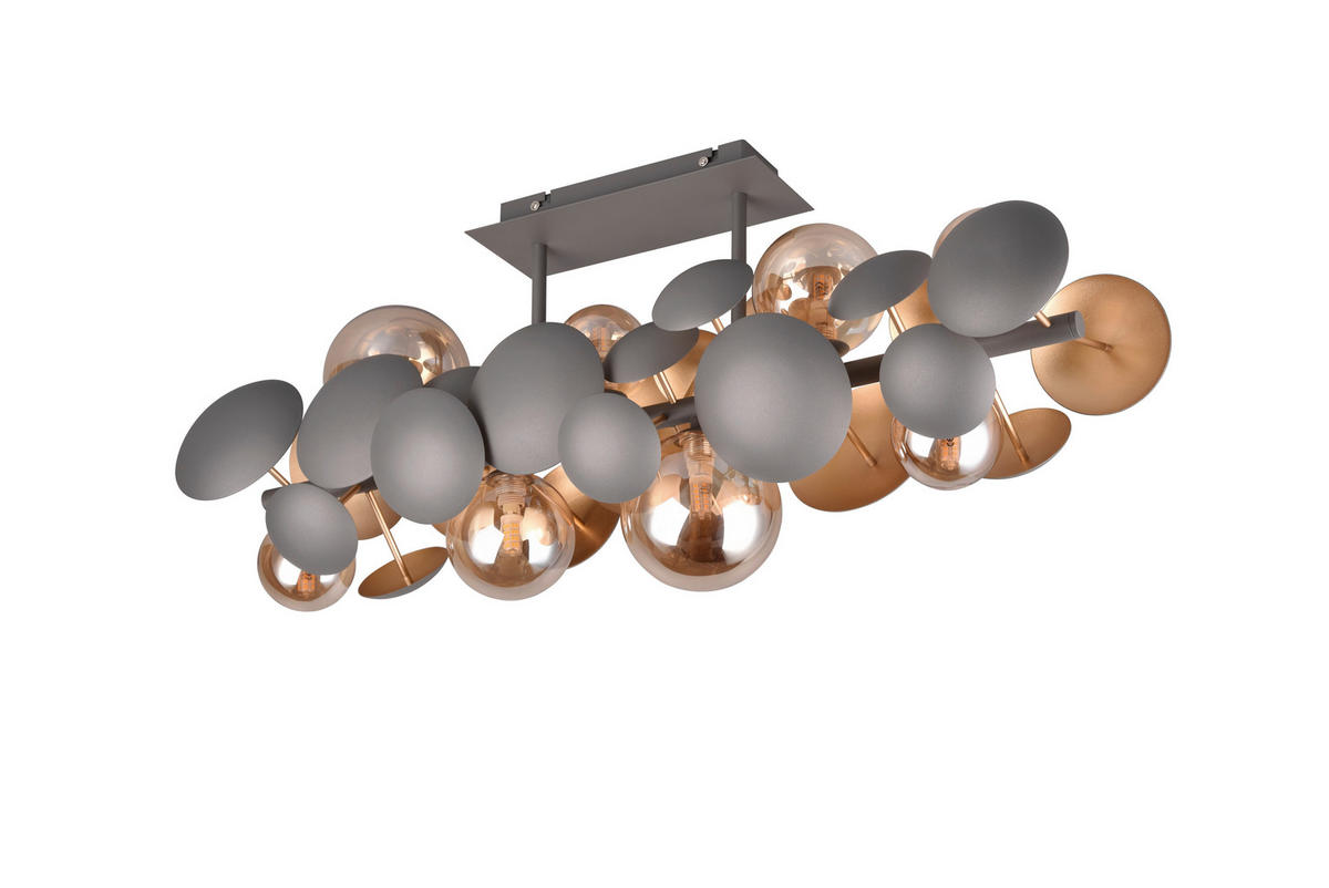 DECKENLEUCHTE 76/33,5/22 cm  - Anthrazit/Bernsteinfarben, LIFESTYLE, Glas/Metall (76/33,5/22cm) - Trio Leuchten