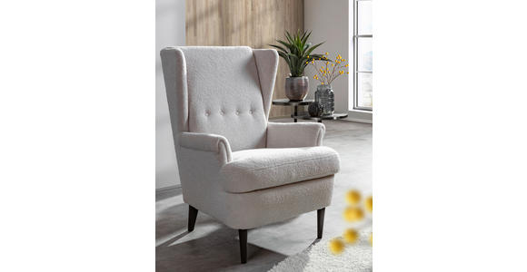 OHRENSESSEL Flachgewebe Weiß  - Dunkelbraun/Weiß, Design, Holz/Textil (72/104/85cm) - Carryhome