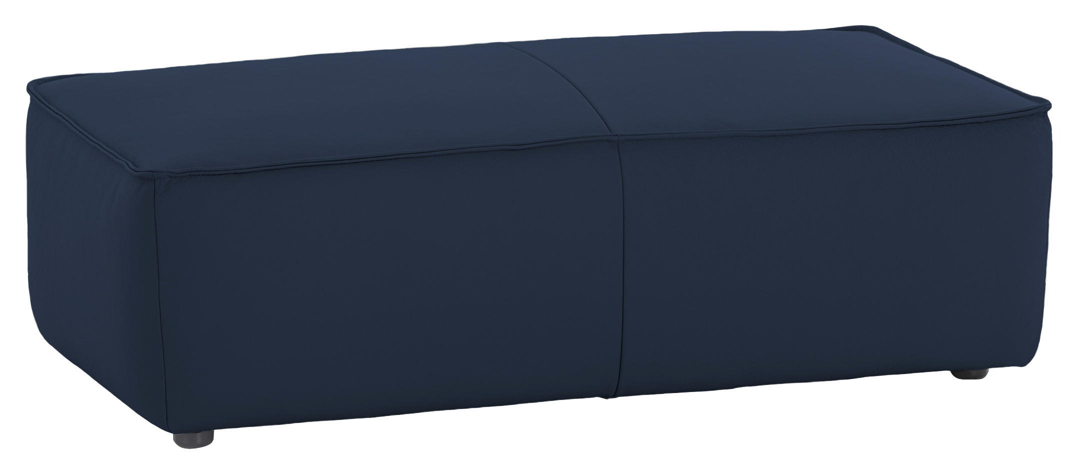 HOCKER Echtleder Blau  - Blau/Schwarz, MODERN, Leder/Kunststoff (120/39/60cm) - Chilliano