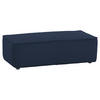 HOCKER Echtleder Blau  - Blau/Schwarz, MODERN, Leder/Kunststoff (120/39/60cm) - Chilliano