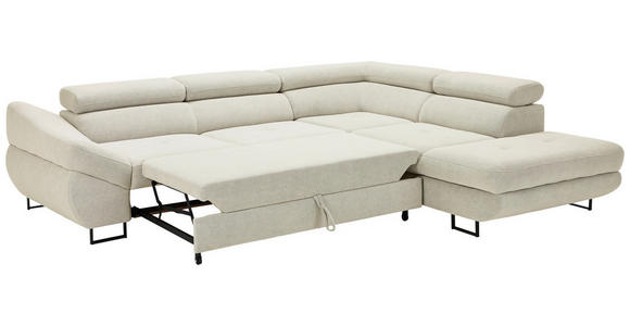 ECKSOFA in Webstoff Beige  - Beige/Schwarz, Design, Textil/Metall (280/235cm) - Hom`in