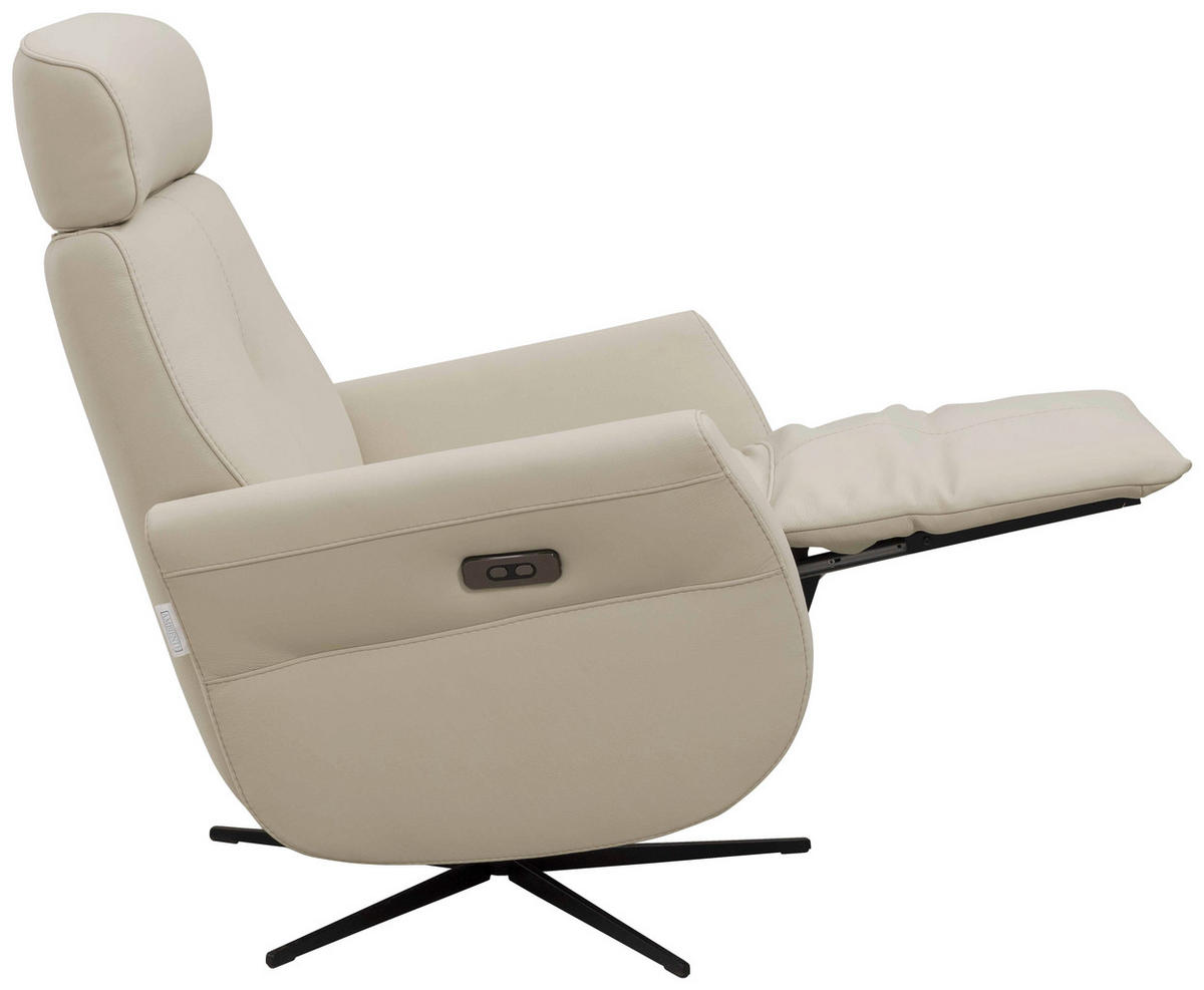 RELAXSESSEL Artù Echtleder Relaxfunktion, Kopfteilverstellung, Rücken echt    - Creme, Design, Leder (71/110/80cm) - Novel