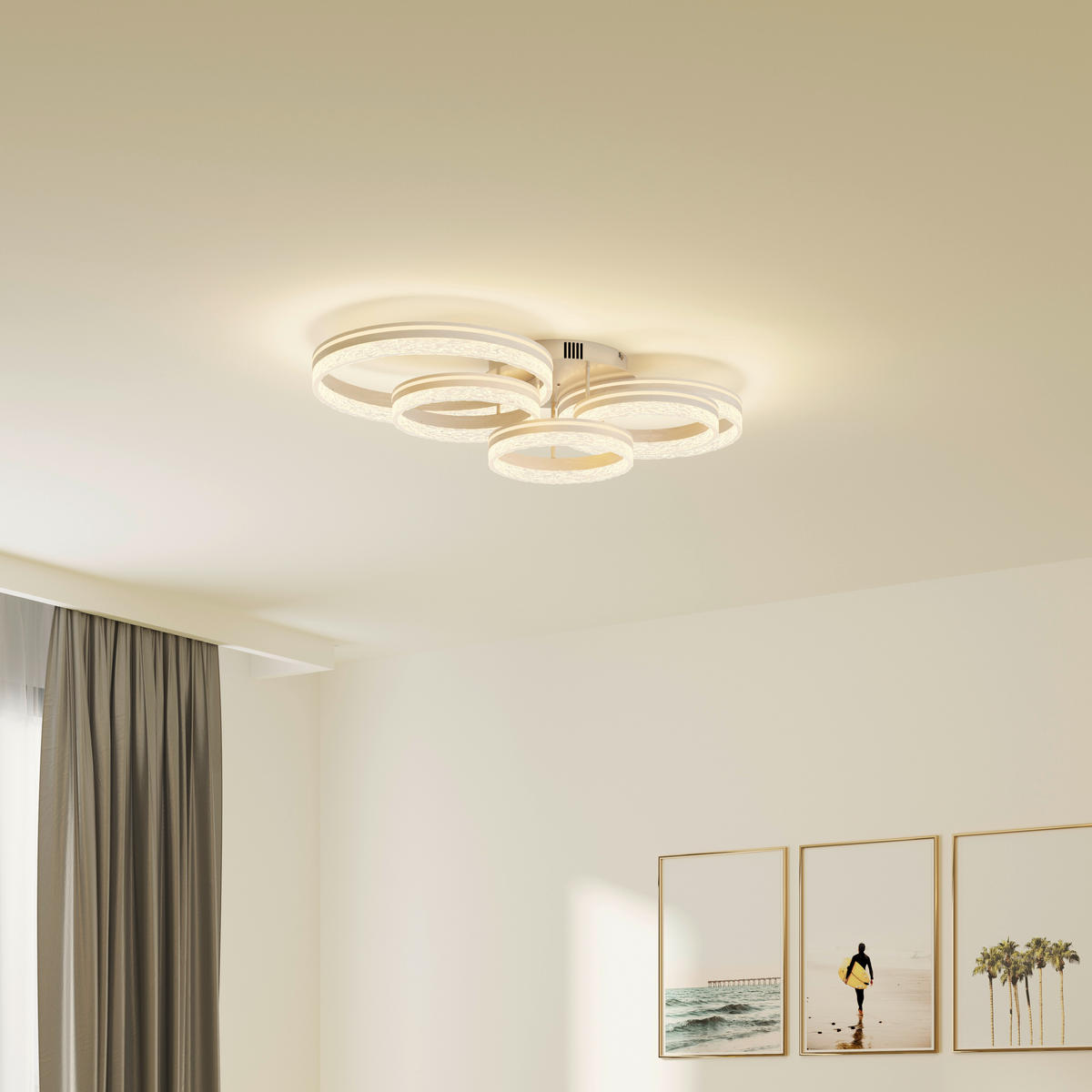 LED-DECKENLEUCHTE Swansea 100/56/22 cm   - Cappuccino, Design, Kunststoff/Metall (100/56/22cm) - Novel