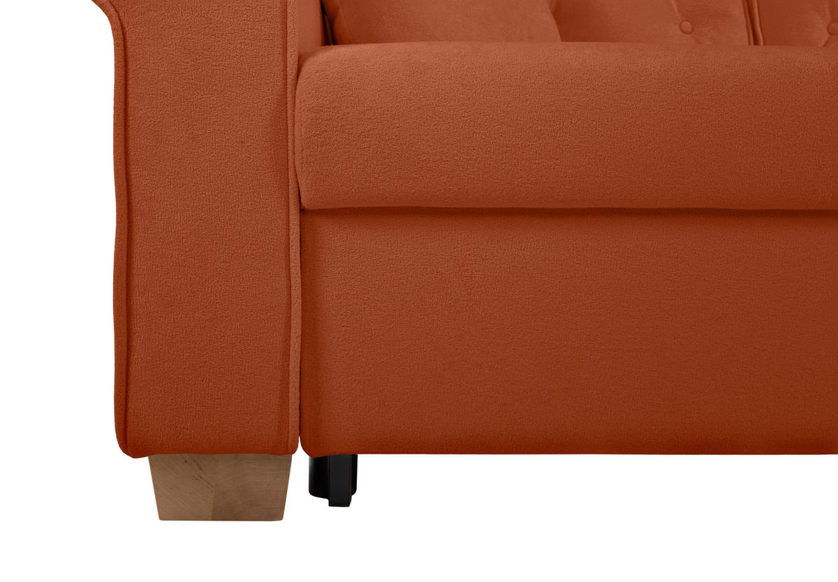 SCHLAFSOFA in Bouclé Rostfarben  - Rostfarben/Buchefarben, Design, Holz/Textil (240/94/98cm) - MID.YOU