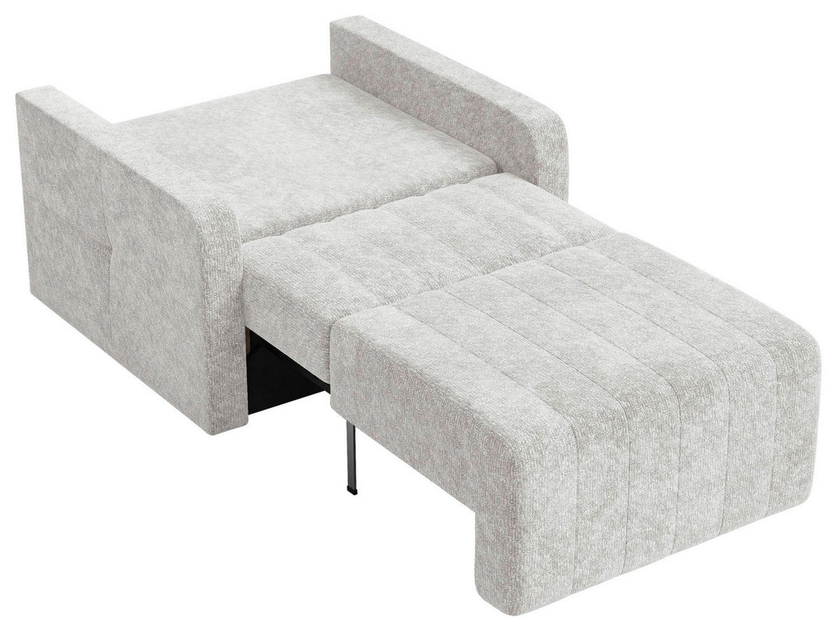 SCHLAFSESSEL Chenille Elfenbein Liegefunktion Rücken echt  inkl.  - Elfenbein/Schwarz, MODERN, Kunststoff/Textil (101/87/101cm) - Milino