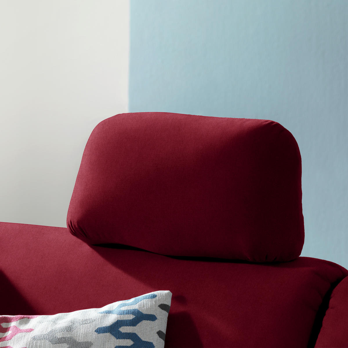 ECKSOFA in Flachgewebe Bordeaux  227/208 cm  - Eichefarben/Bordeaux, KONVENTIONELL, Holz/Textil (227/208cm) - Sedda