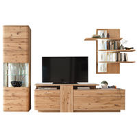 WOHNWAND  in Eichefarben  320/208/45 cm  - Eichefarben/Schwarz, Design, Glas/Holz (320/208/45cm) - Livetastic