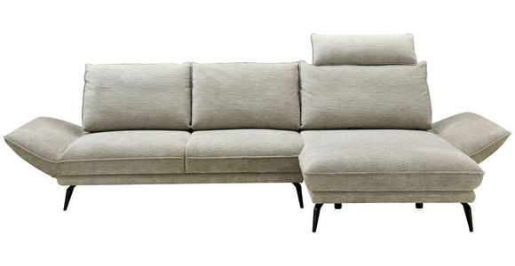 ECKSOFA inkl. Funktionen Beige Mikrofaser  - Beige/Schwarz, Design, Textil/Metall (325/170cm) - Novel
