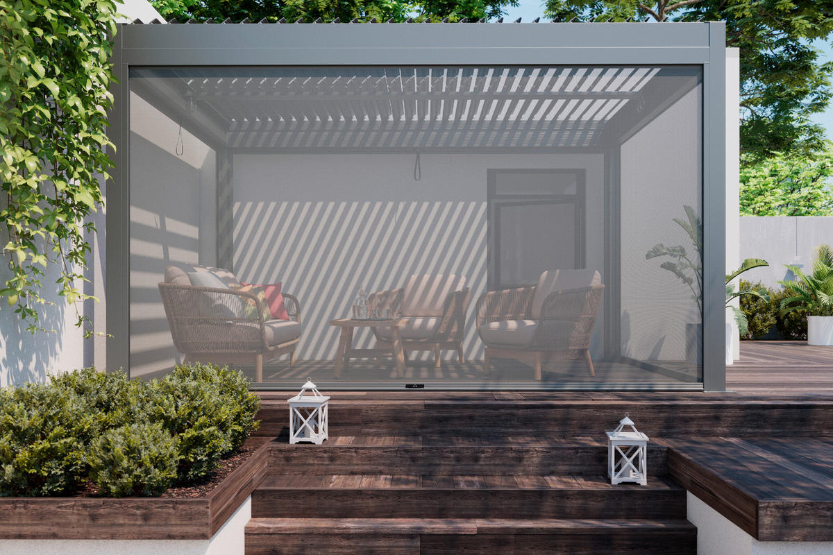 PAVILLON - Dunkelgrau/Anthrazit, Design, Textil/Metall (299/231/299cm) - Amatio
