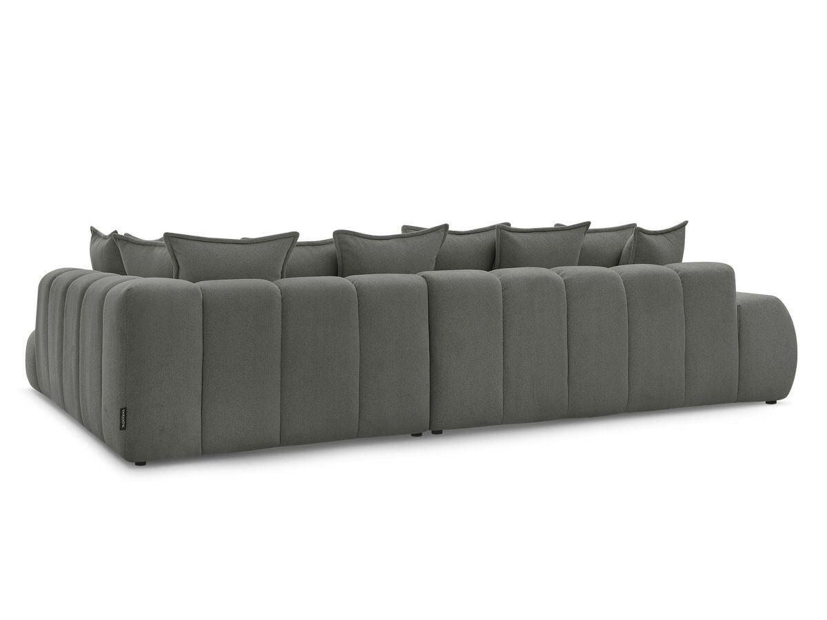 ECKSOFA Ottomane rechts  EVEREST Dunkelgrau Flachgewebe  - Dunkelgrau/Schwarz, MODERN, Kunststoff/Textil (352/210cm)