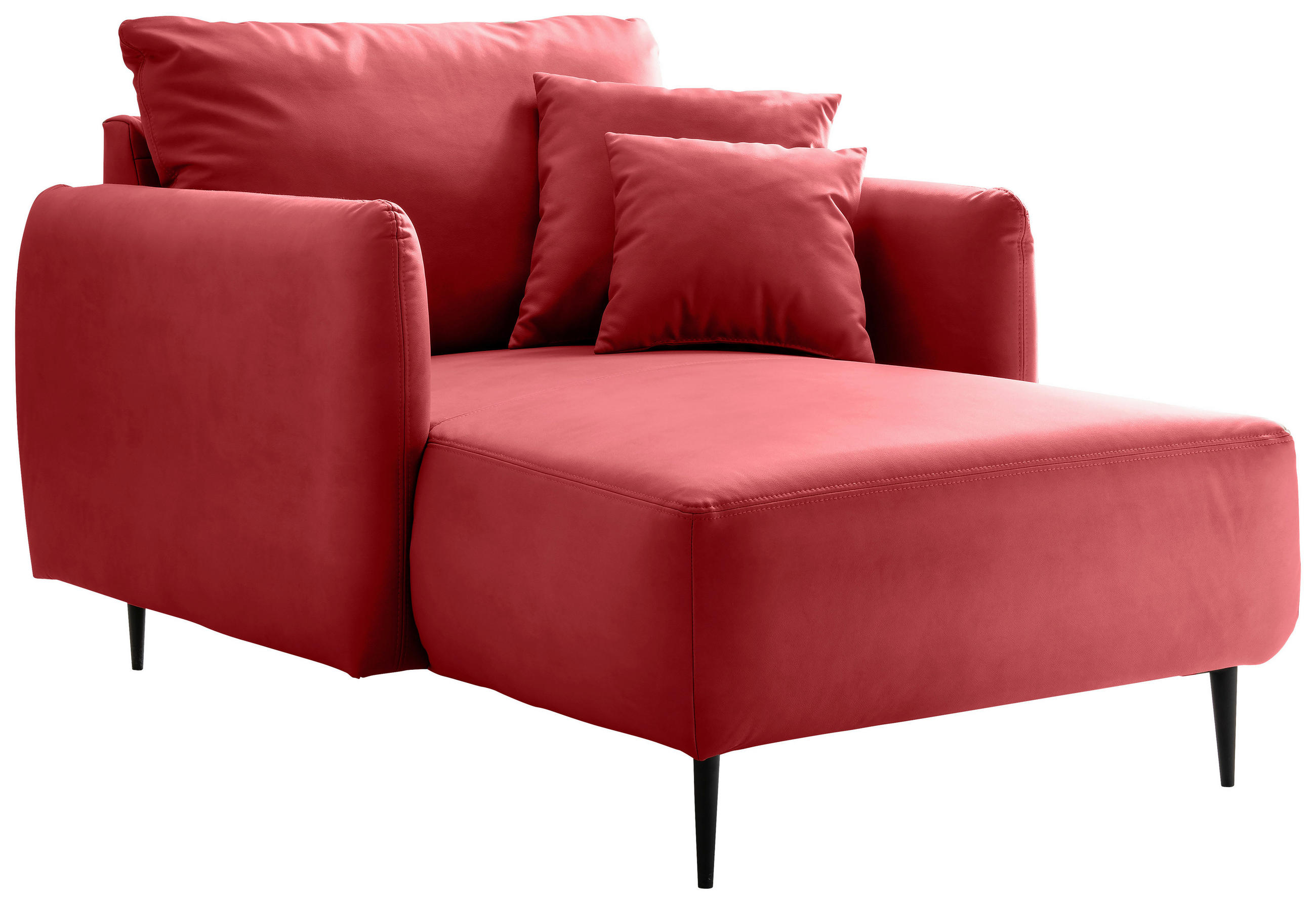 XXL-SESSEL Lederlook Rot    - Rot/Schwarz, Design, Textil/Metall (112/95/158cm) - Livetastic