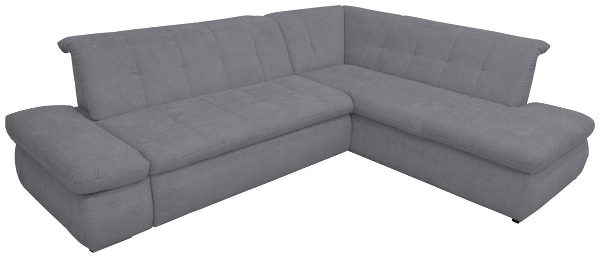 ECKSOFA Dunkelgrau Mikrofaser  - Chromfarben/Dunkelgrau, KONVENTIONELL, Textil/Metall (273/216cm) - MID.YOU