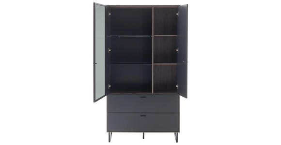 VITRINE in furniert Eiche Schwarz, Eichefarben - Eichefarben/Anthrazit, Design, Glas/Holz (98/185/37cm) - Novel
