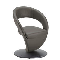 STUHL Echtleder Schwarz, Dunkelgrau  - Dunkelgrau/Schwarz, Design, Leder/Metall (62/86/61cm) - Moderano