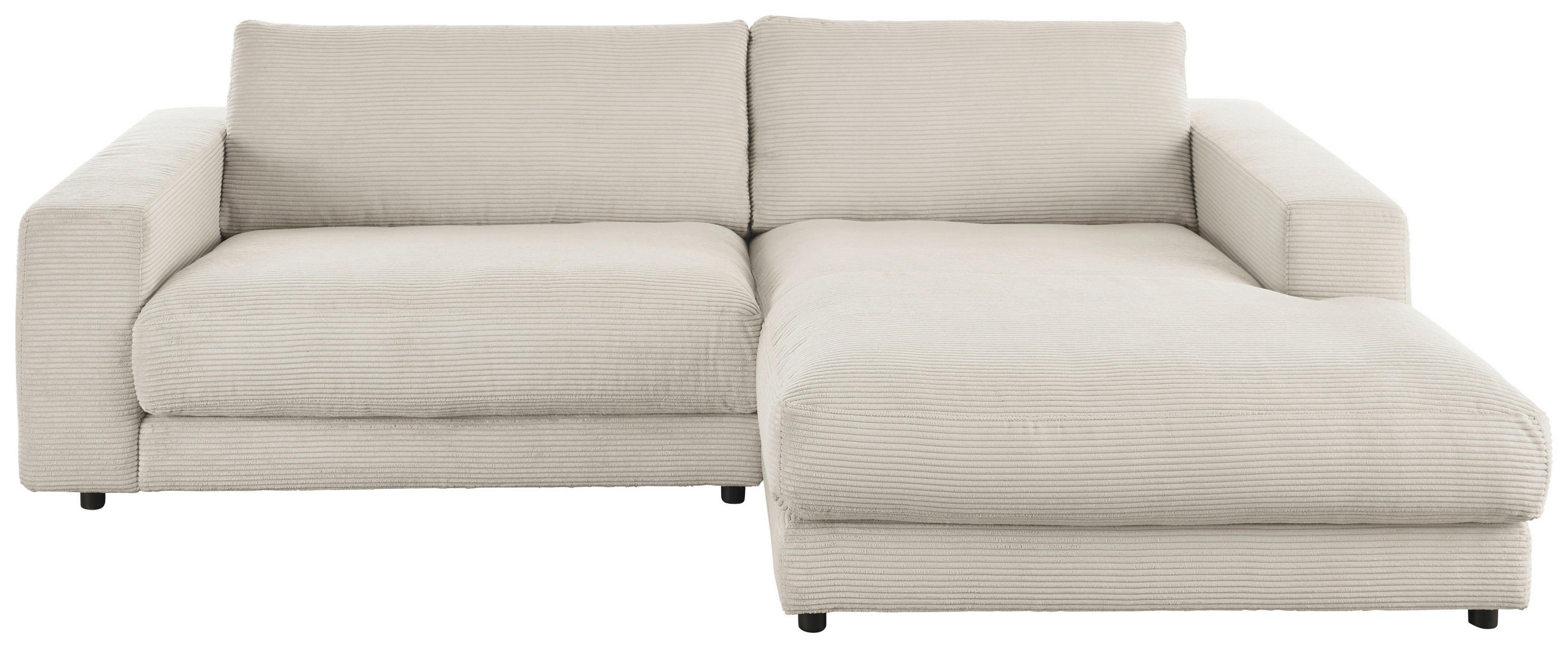 ECKSOFA in Cord Hellgrau  - Hellgrau/Schwarz, Design, Kunststoff/Textil (250/190cm) - Pure Home Lifestyle