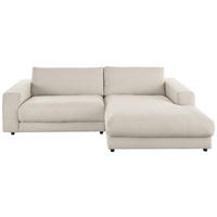 ECKSOFA in Cord Hellgrau  - Hellgrau/Schwarz, Design, Kunststoff/Textil (250/190cm) - Pure Home Lifestyle