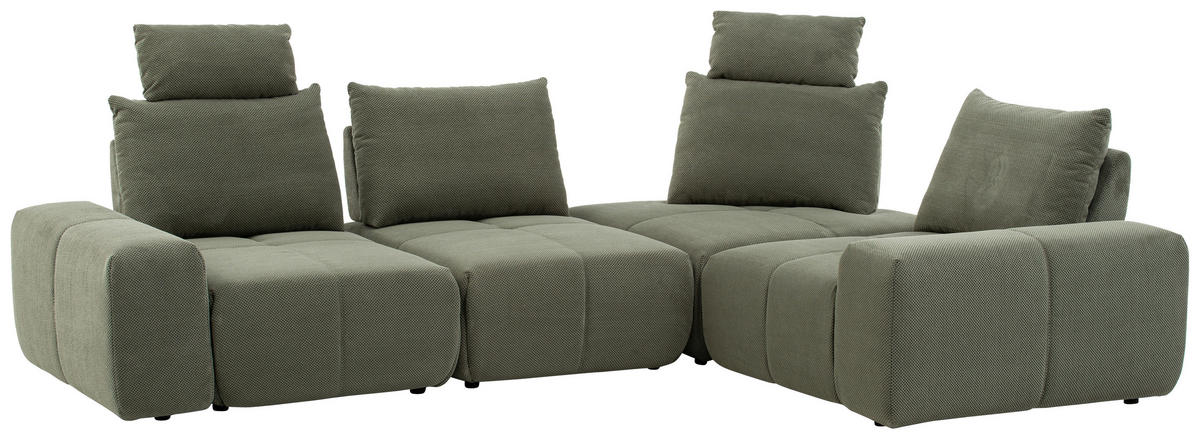 SEDACÍ SOUPRAVA, textil, olivově zelená - černá/olivově zelená, Design, textil/plast (326/94/236cm) - Xora