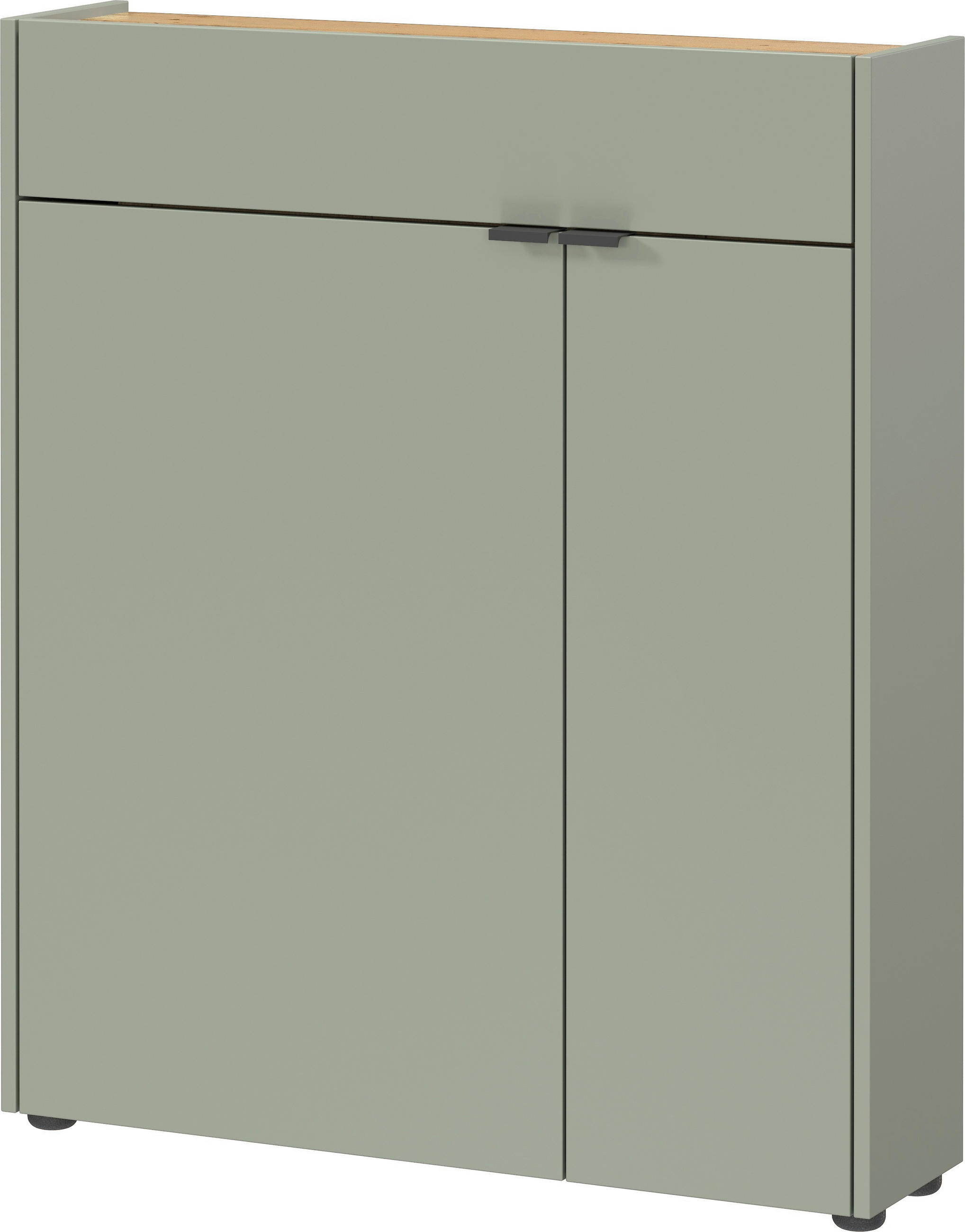 SCHUHSCHRANK Grün, Eichefarben  - Eichefarben/Schwarz, Design, Holzwerkstoff/Kunststoff (83/99/22cm)