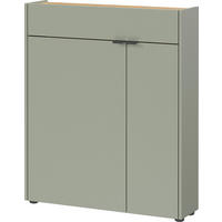 SCHUHSCHRANK Grün, Eichefarben  - Eichefarben/Schwarz, Design, Holzwerkstoff/Kunststoff (83/99/22cm)