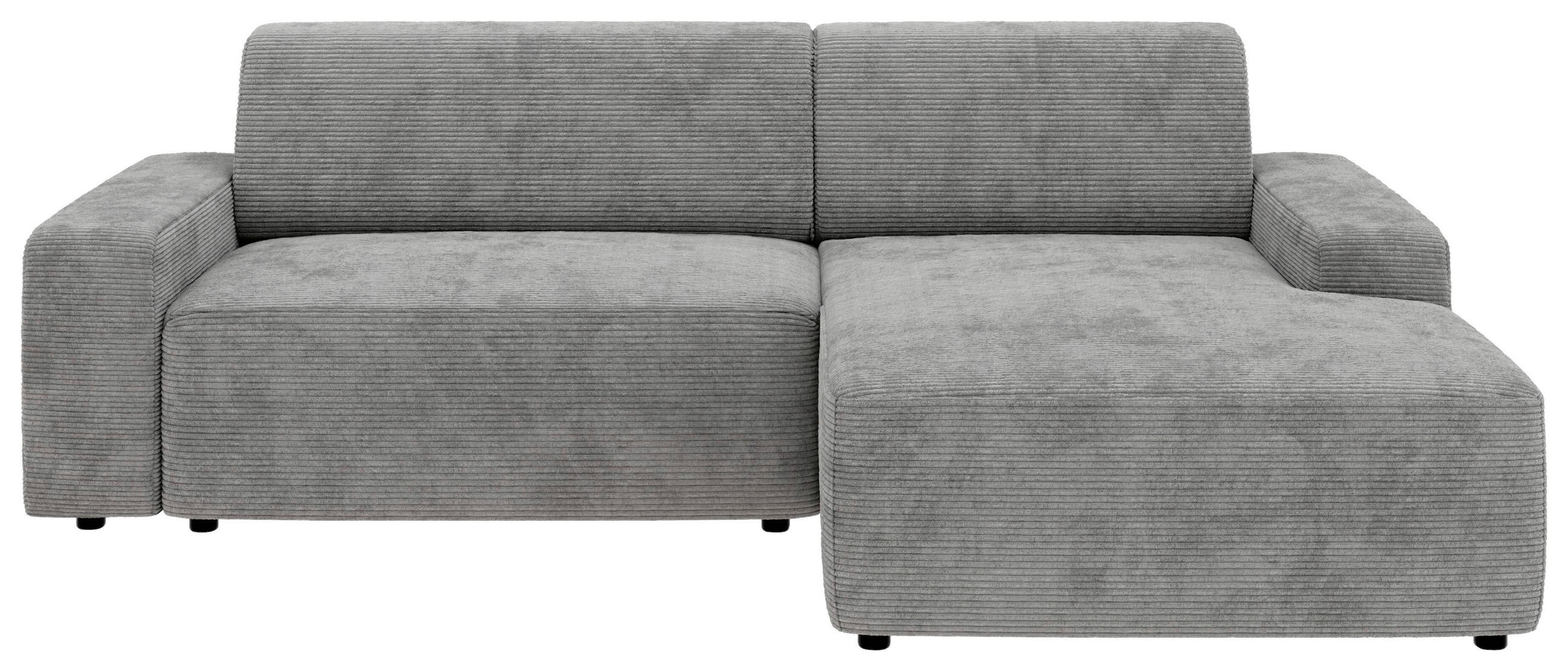 ECKSOFA in Cord Grau - Schwarz/Grau, Modern, Kunststoff/Textil (246/162cm) - Trendmanufaktur