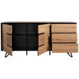 SIDEBOARD Schwarz, Eichefarben Einlegeböden  - Eichefarben/Schwarz, Holzwerkstoff/Metall (160/75/40cm) - Xora