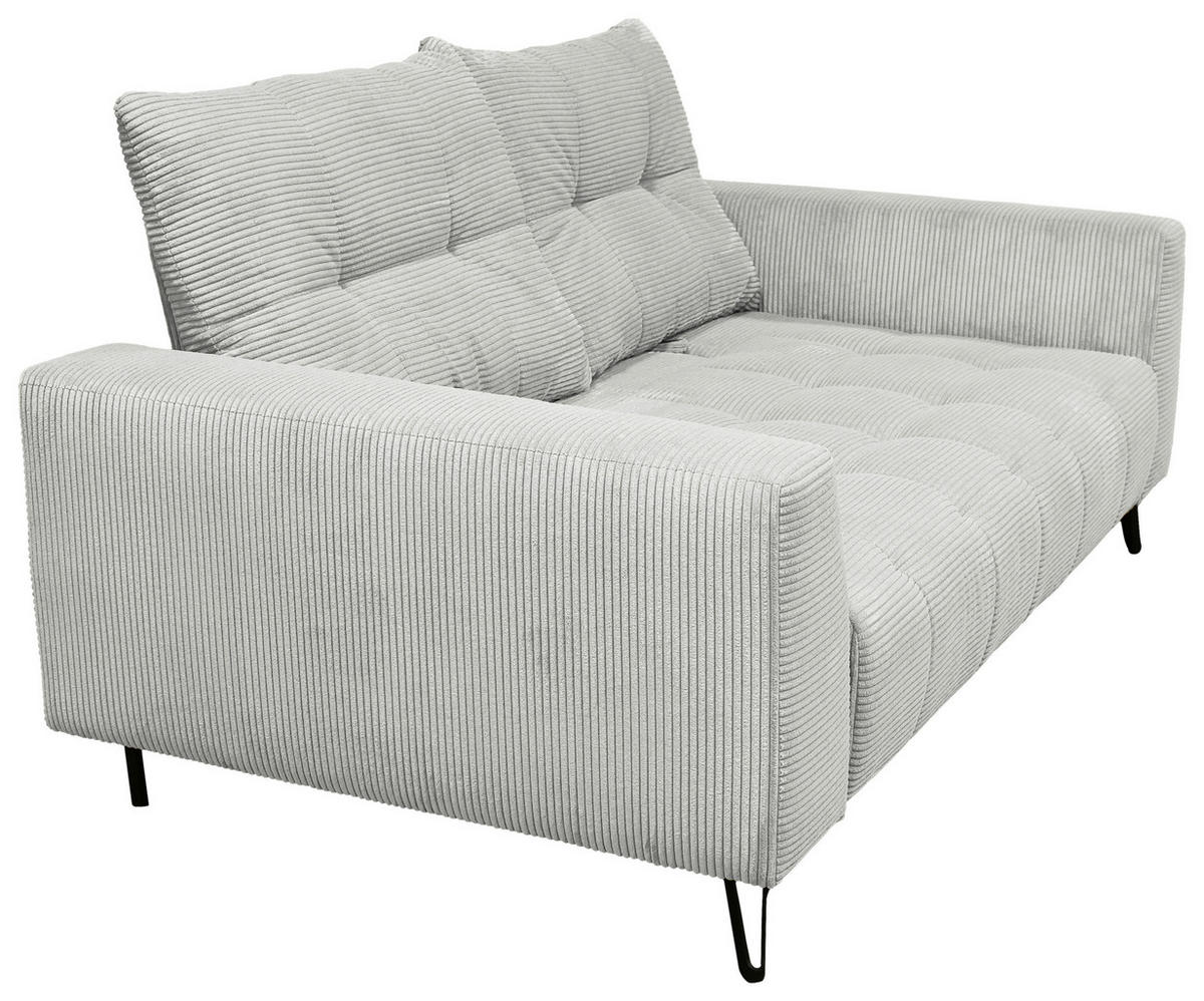 BIGSOFA Cord Hellgrau  - Hellgrau/Schwarz, KONVENTIONELL, Textil/Metall (246/100/116cm) - Carryhome