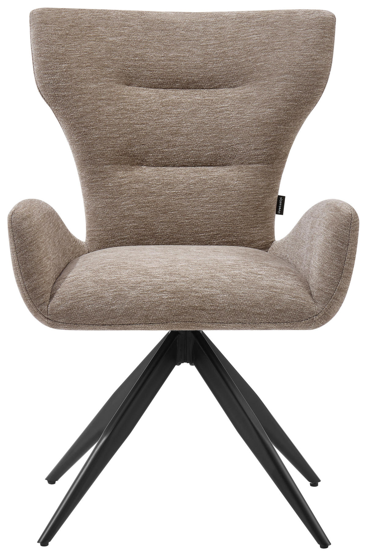 ARMLEHNSTUHL  Sitzfläche 360° drehbar Chenille  Schwarz, Taupe  - Taupe/Schwarz, MODERN, Holz/Textil (58/89/62,5cm) - Livetastic