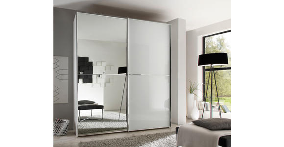 SCHWEBETÜRENSCHRANK in - Chromfarben, Design, Glas/Holzwerkstoff (225/225/68cm) - Moderano