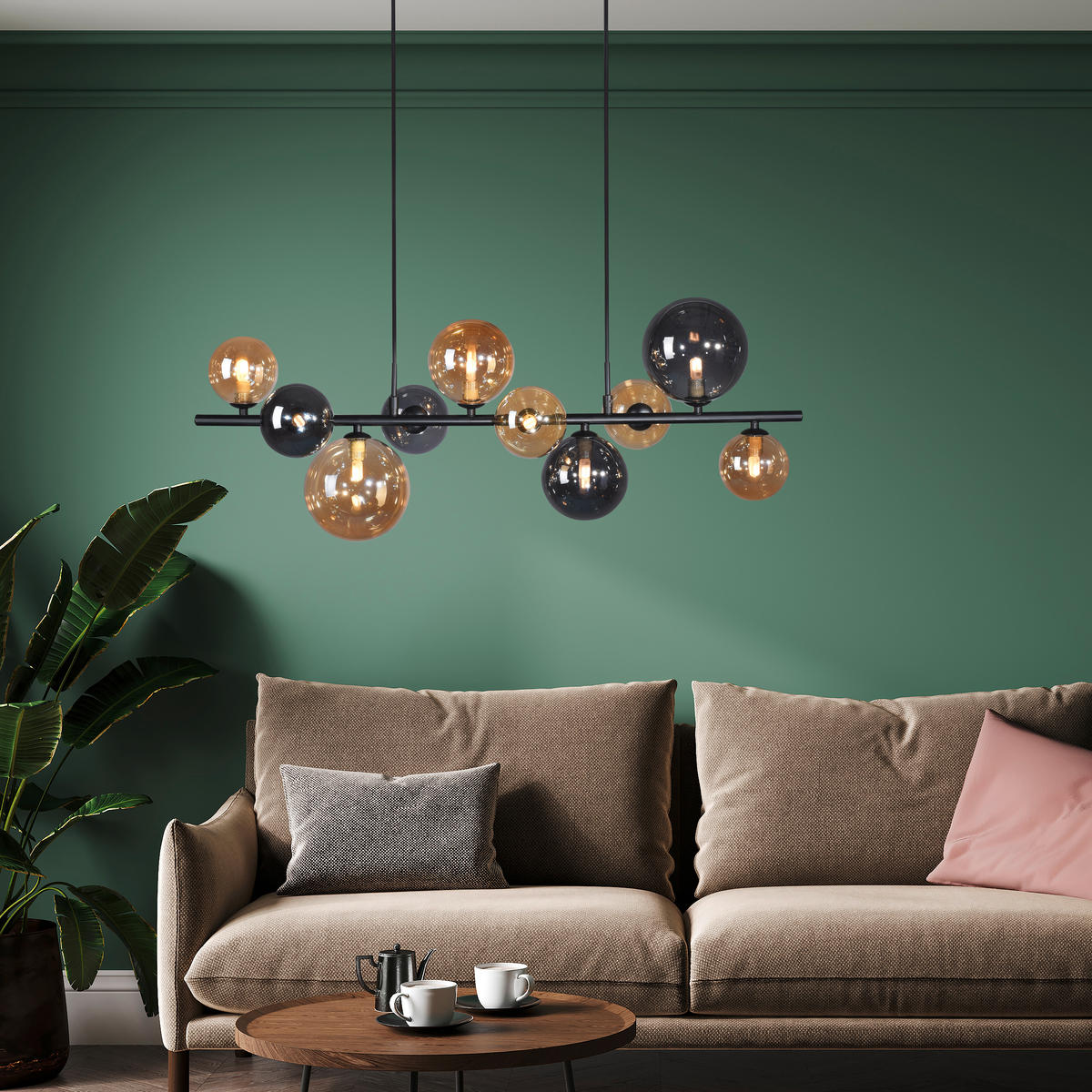 STROPNÍ ZÁVĚSNÉ LED SVÍTIDLO - černá, Trend, kov/plast (85/35/150cm)