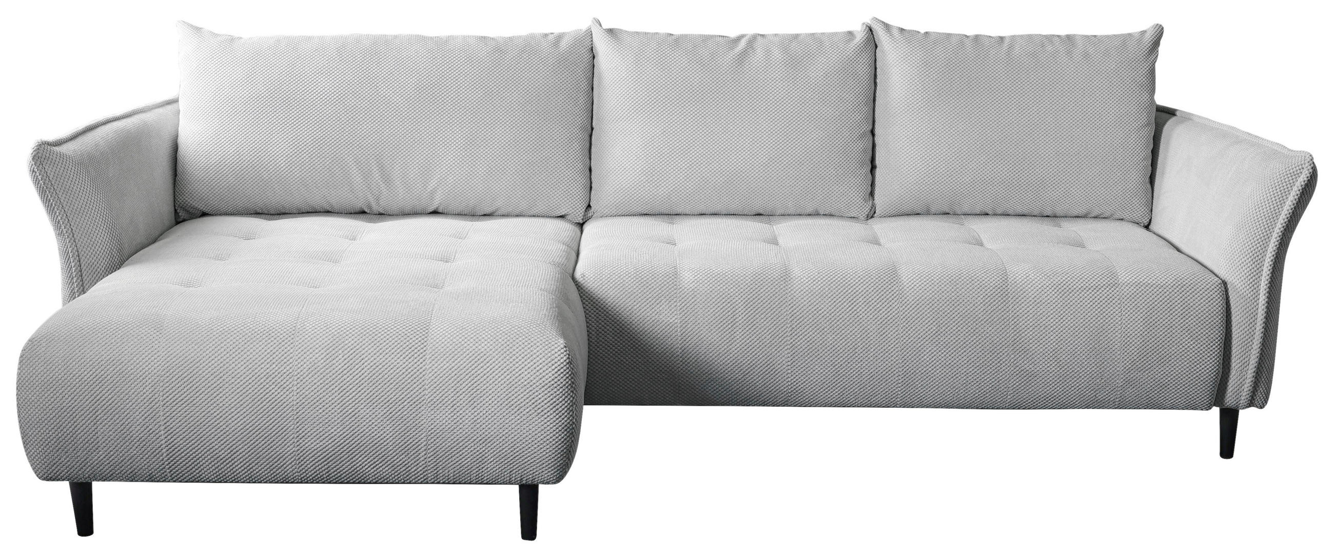 ECKSOFA MONTE CARLO Hellgrau Struktur, Plüsch  - Hellgrau/Schwarz, Trend, Textil (160/290cm) - MID.YOU