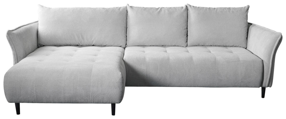 ECKSOFA MONTE CARLO Hellgrau Struktur, Plüsch  - Hellgrau/Schwarz, Trend, Textil (160/290cm) - MID.YOU