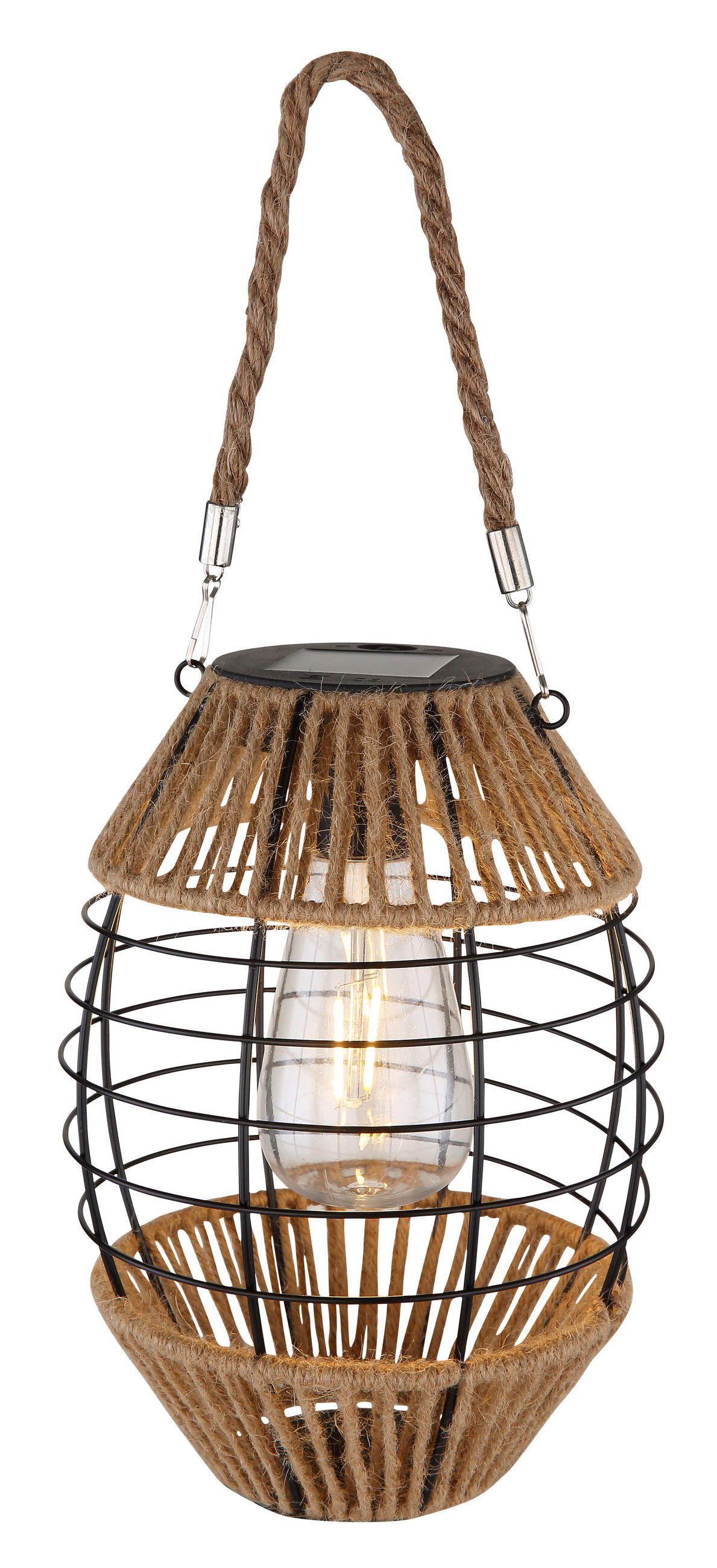 SOLARLEUCHTE 16,5/40,5 cm   - Klar/Schwarz, Natur, Naturmaterialien/Kunststoff (16,5/40,5cm) - Globo