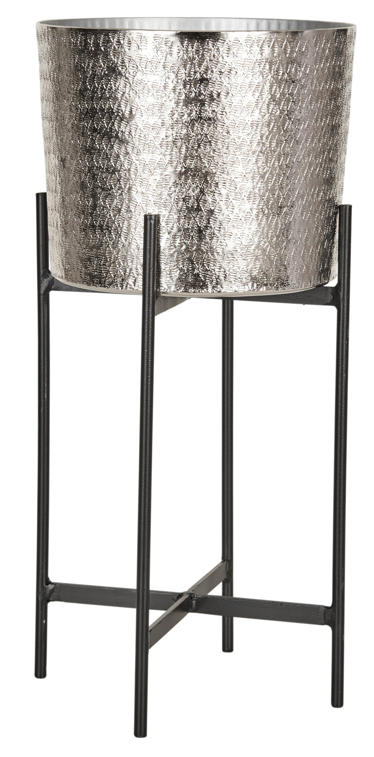 PFLANZENTOPF - Silberfarben/Schwarz, Basics, Metall (18,5/40cm) - Ambia Home