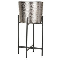 PFLANZENTOPF - Silberfarben/Schwarz, Basics, Metall (18,5/40cm) - Ambia Home