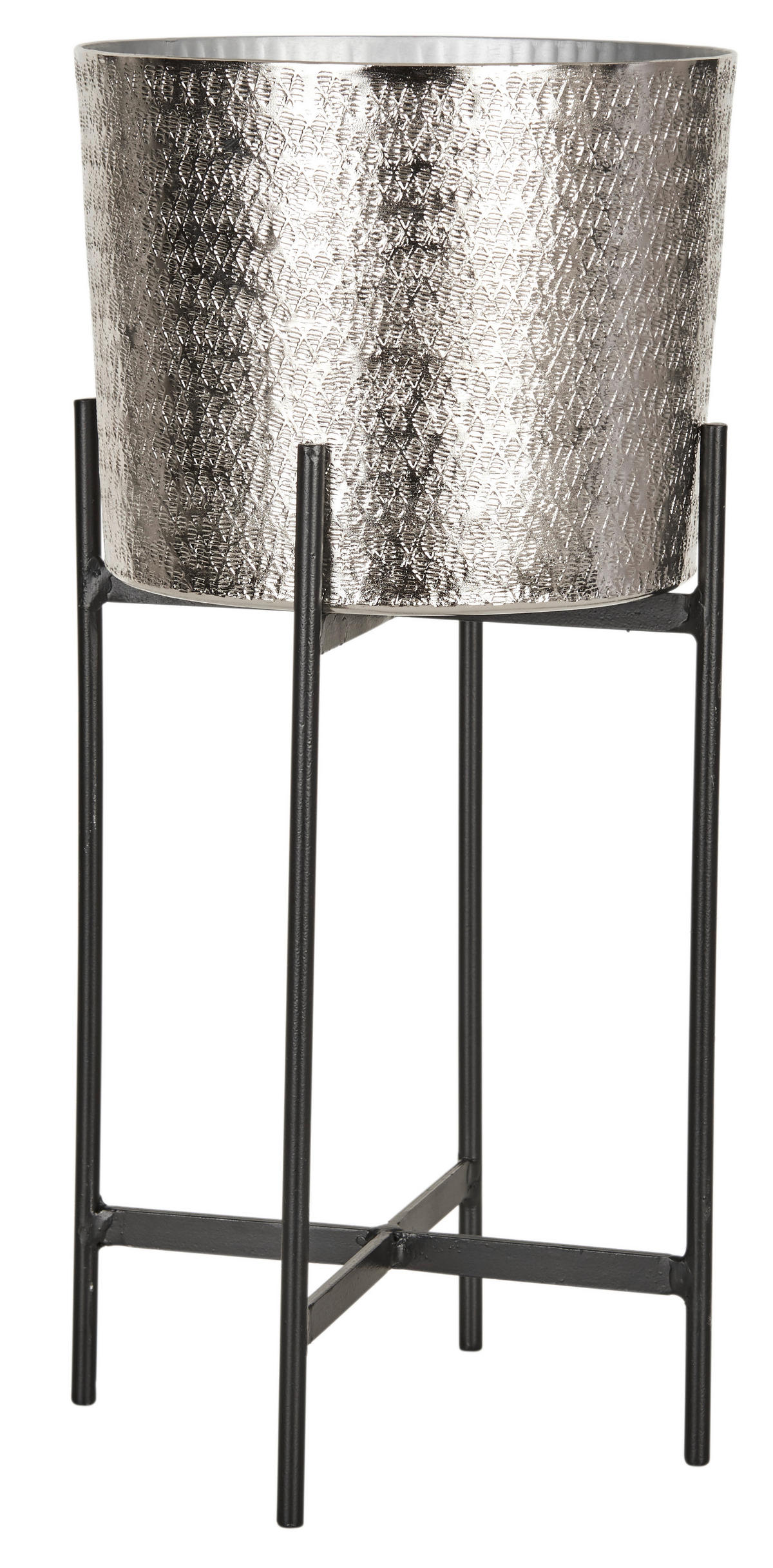PFLANZENTOPF - Silberfarben/Schwarz, Basics, Metall (18,5/40cm) - Ambia Home