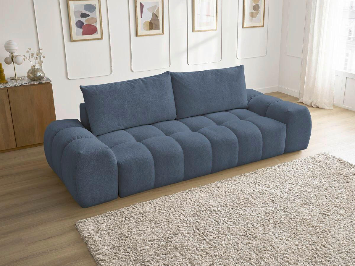 3-SITZER-SOFA EVEREST Flachgewebe Dunkelblau  - Schwarz/Dunkelblau, MODERN, Kunststoff/Textil (278/90/115cm)