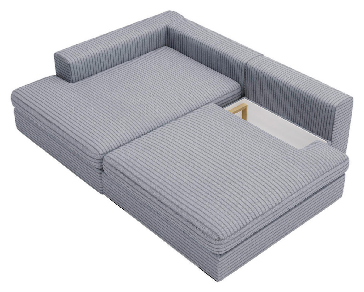 ECKSOFA in Cord Blaugrau  - Blaugrau/Schwarz, Design, Kunststoff/Textil (158/223cm) - Lomoco