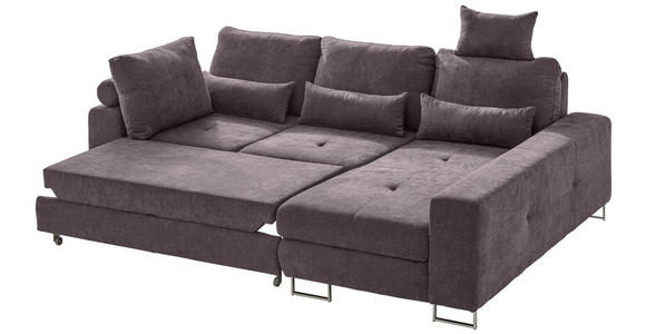 ECKSOFA in Flachgewebe Taupe  - Taupe, Design, Textil/Metall (260/188cm) - Hom`in