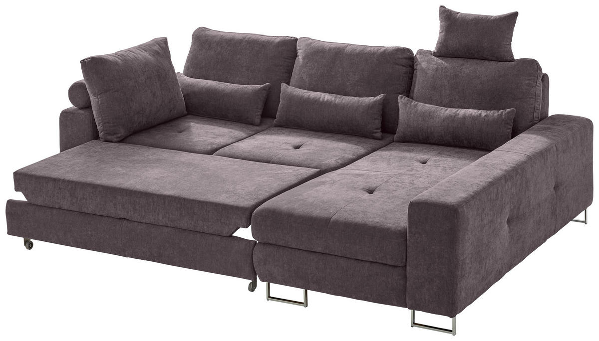 ECKSOFA in Flachgewebe Taupe  260/188 cm  - Taupe, Design, Textil/Metall (260/188cm) - Hom`in