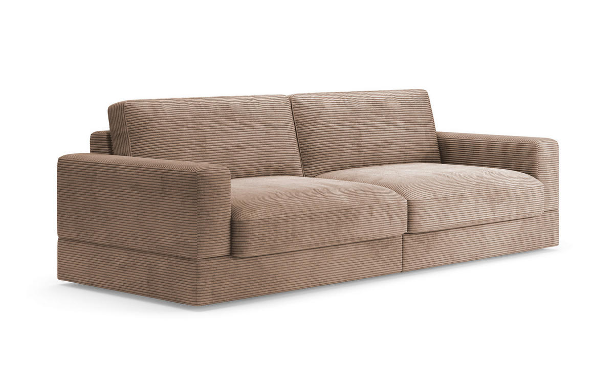 BIGSOFA FABIO E Cord Sandfarben  - Sandfarben/Schwarz, MODERN, Kunststoff/Textil (264/87/108cm) - Sit & More